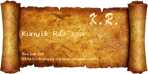 Kunyik Rózsa névjegykártya